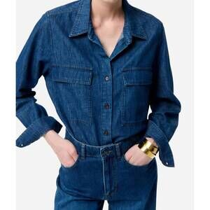 NEW VANESSABRUNO dim button down shirt in denim royal